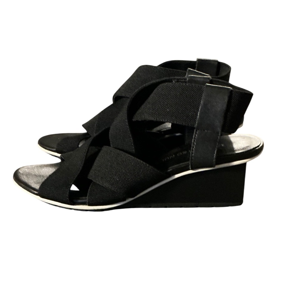United Nude Rico Black Elastic Cross Strap Wedge Sandals Womens Size 36